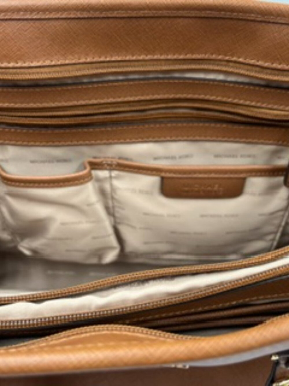 Michael Kors Brown Saffiano Leather Top-Zip Tote Bag.Professional purse - Picture 5 of 10